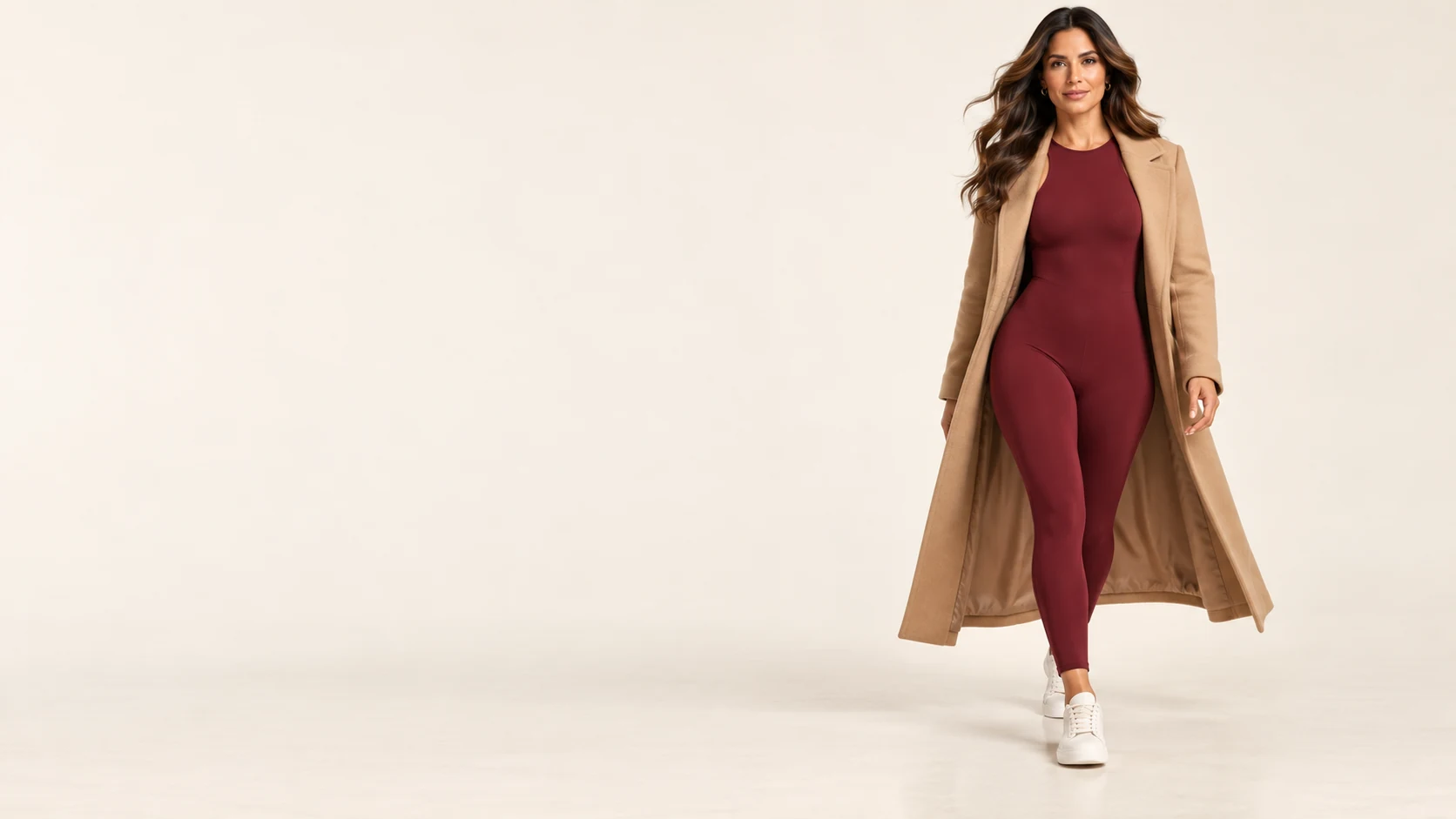 Paciente de cuerpo entero con abrigo camel